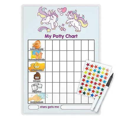 Potty REWARD CHART Magnetic UNICORN  WITH FREE PEN And STAR STICKERS - UNI6T • £2.50