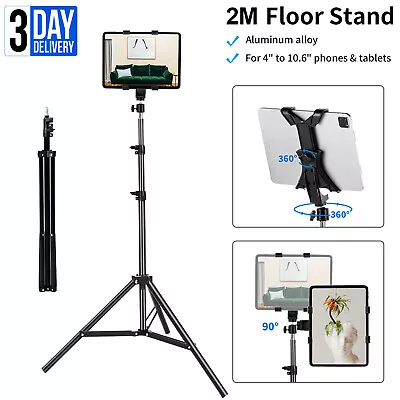 $24.99 • Buy 200cm Height Adjustable Tablet Floor Stand Tripod Mount Holder Ipad Mobile Phone