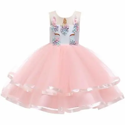 Flower Girls Bridesmaid Dress Baby Kids Party Wedding Lace Bow Princess Dresses • £12.49