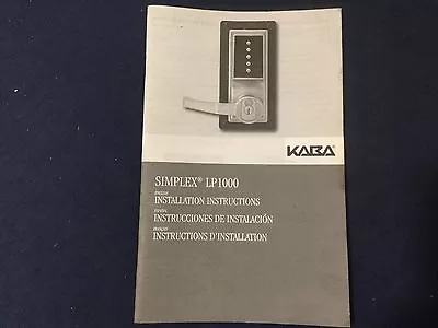 Kaba Simplex LP1000 Series Pushbutton Lock Instruction Book • $30