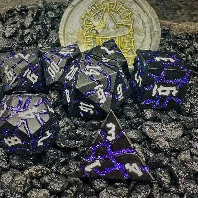 Sage's Warp Stones White Dwarf Star Metal Polyhedral Dice Set | Dnd RPG • $39.99