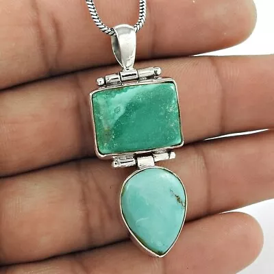 Natural Turquoise Gemstone Jewelry 925 Sterling Silver Pendant Boho For Women Z2 • $41