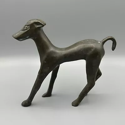 Vintage Heavy Brass Greyhound Dog Figurine 6.5”x6” • $39