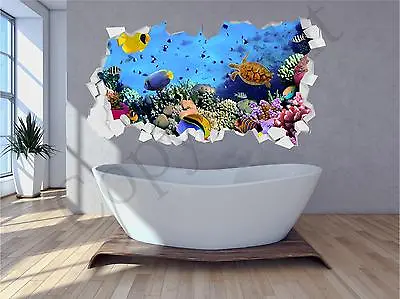 Sea Aquarium Under Water Brick Crumbled Wall 3D Wall Art Sticker Decal Transfer • £9.99