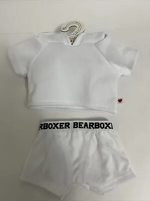 Build A Bear  White Sweater  Hoodie Bear Boxer NWT With Tags 2 Piece • $11.99