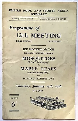 Ice Hockey Program Wembley 1946 Canadian League Maple Leafs Canada Toronto +mag • £4.99