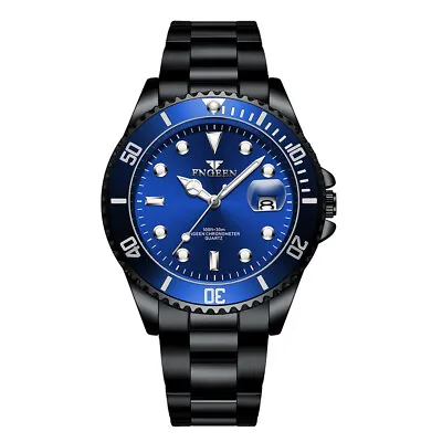 Luxury Mens Diver Watch Stainless Steel Date Analog Quartz Wrist Watches FNGEEN • £15.79