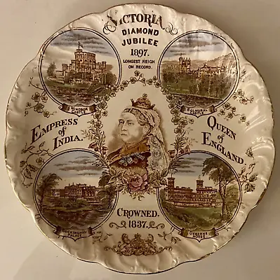£13.50 • Buy STAFFORDSHIRE Pottery PLATE Commemorating QUEEN VICTORIA's DIAMOND 4 Palaces