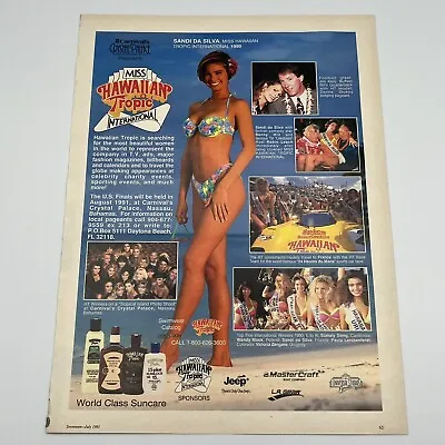 Miss Hawaiian Tropic 1991 Sandi Da Silva Print Ad 11x8  Hawaiian Tropic Suncare • $8.25