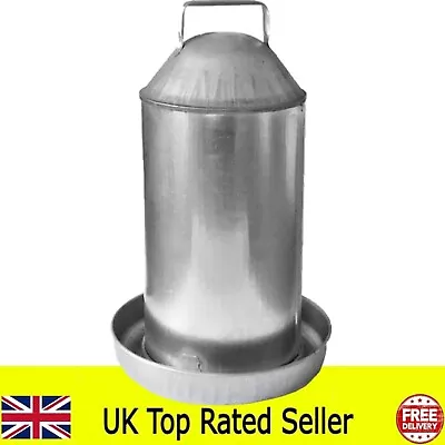 Galvanised Metal Chicken Drinker Water Dispenser 3 Gallon Hen Poultry • £49.99