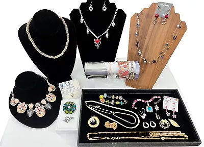 Vintage Now Costume Jewelry Lot Signed DKNY Premier Swarovski Rhinestones 32pc • £48.26