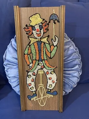 Vintage Mid Century Modern Gravel Mosaic Art Clown Wall Hanging 17 X 7.5” • $44.99