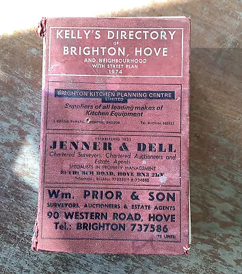 Kelly's Directory Of Brighton Hove & Neighbourhood With Street Plan 1974 • £12