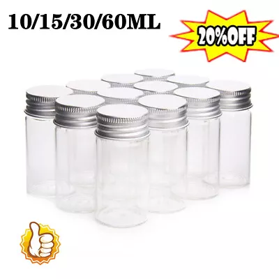 Vials Small Glass Bottles Mini Jars With Aluminum Screw Lids New Top  • £1.57