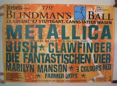 Metallica Marilyn Manson Bush Clawfinger Die Fantastischen Vier Poster German • $118.62