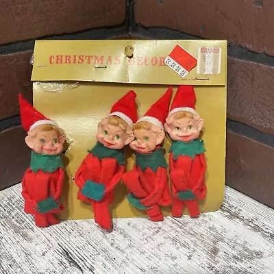 4 Vintage 1950’s Knee Hugger Shelf Christmas Pixie Elf Felt Outfits Lot Bells • $89.99