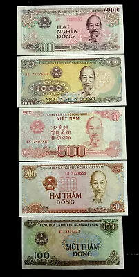 Vietnam 20001000500200100 Dong Banknote Set World Paper Money UNC Currency • $4.51