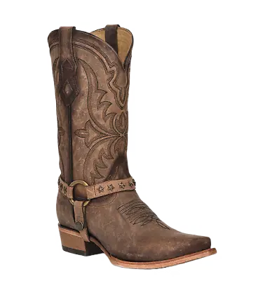 Corral Men's Cinnamon Brown Embroidery & Harness Snip Toe Boots C4025 • $199.97