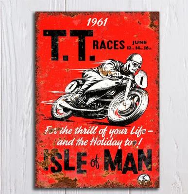 £7.99 • Buy Metal Signs Retro Rusty Style TT Races Isle Of Man Mancave Garage Wall Plaque