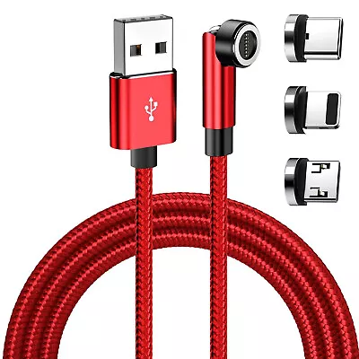 Charging Cable 540° Rotation - 3.3ft Red With 3 Magnetic Tips • $8.29