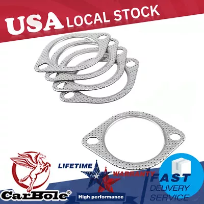 3  Catback Exhaust Header Down Pipe Manifold Collector Flange Gasket 2 Bolt 5PCS • $9.99