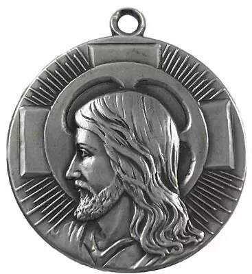 Vintage Catholic Sterling Silver Jesus Profile Medal 6.9 Grams Silver • $39.99