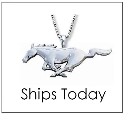 AlwaysHandCrafted MUSTANG Necklace - Silver Large Pendant Galloping Horse 24  • $12.95
