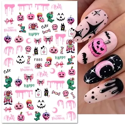 $2.99 • Buy 3D Nail Art Decals Ghost Skull Pumpkin Creepy Halloween Self-Adhesive Stickers