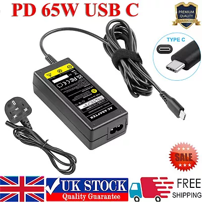 65W USB-C Type-C AC Adapter Laptop Charger For Apple HP Lenovo Dell Acer ASUS UK • £14.49