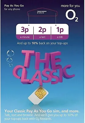 O2 Sim Card New Sealed Classic Pay As You Go • £0.99