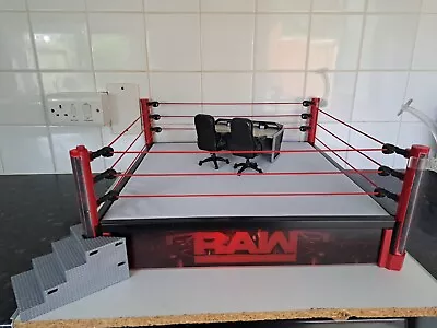 £27 • Buy Large Light Up Raw Elite Scale Ring Complete - Mattel Wrestling Figure Wwe Wwf