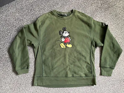 £8 • Buy Vintage Mickey Mouse The Disney Store Sweatshirt Sweater Army Green Sweater
