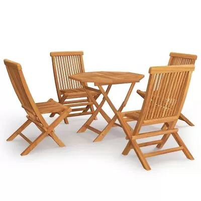 $444.95 • Buy Wooden Garden Dining Set 5 Pcs Folding Table And Chairs Patio Outdoor Furniture