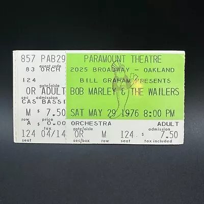 May 29 1976 Bob Marley & The Wailers Vintage Concert Ticket Stub Oakland Ca. • $299.99
