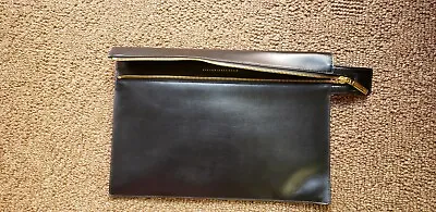 Victoria Beckham Large Zip Pouch Black Calfskin Leather Clutch • $260