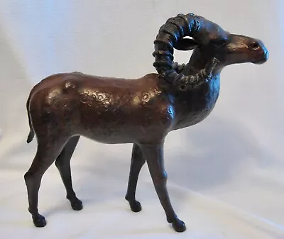 $40 • Buy BIG HORN SHEEP RAM Leather Figurine 11.5  Tall Animal Statue