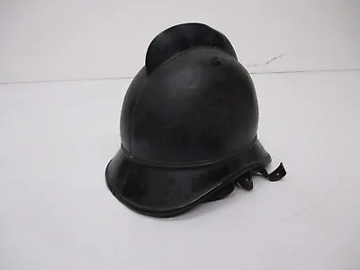 Vtg Antique European Metal Fire Fighters Fireman Brigade Helmet Black • $59.95