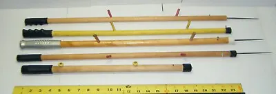 5 Vintage Wood Ice Fishing Rods/Poles - Hunt Wilde Corp. Famous Grips - Ice Pick • $88