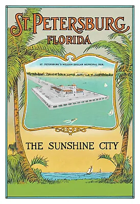 St. Petersburg Florida Vintage 1920s Advertising Travel Poster • $19.95