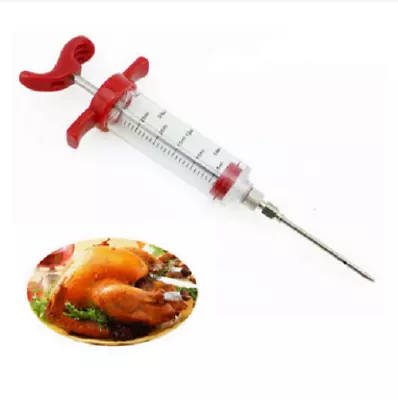 Marinade Red Injector Flavor Syringe Cooking Meat Turkey Chicken BBQ Tool • $5.39