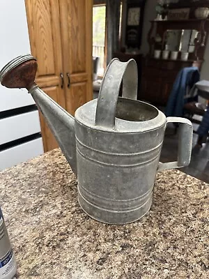 Vintage Antique Wheeling 8 Qt. Galvanized Metal Watering Can Flaw! • $45