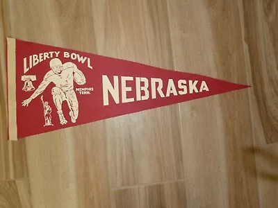 Vintag 1970's Nebraska Cornhuskers Felt Pennant Liberty Bowl Memphis Tenn.  Nice • $160