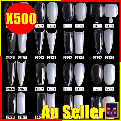 $6.95 • Buy 500Pcs Ballerina Nail Coffin Tips Long Art Full Cover Manicure Fake False Nails