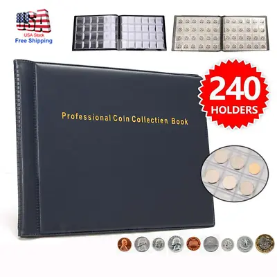 240 Coin Holder Collection Storage Collecting Money Penny Pockets Album Book • $12.48