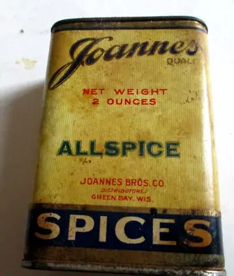 Vintage Joanne's Allspice  Spice Tin Green Bay Wisc • $9.99