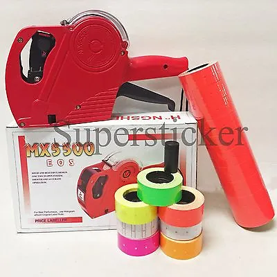 MX-5500 EOS 8 Digits Price Tag Gun Labeler Labeller + 5000 RED Labels +1 Ink • $24.95