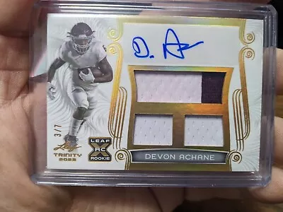 De'von Achane 2023 Leaf Trinity Triple Patch Autograph Rookie Auto #d /7 Xrc • $3.25