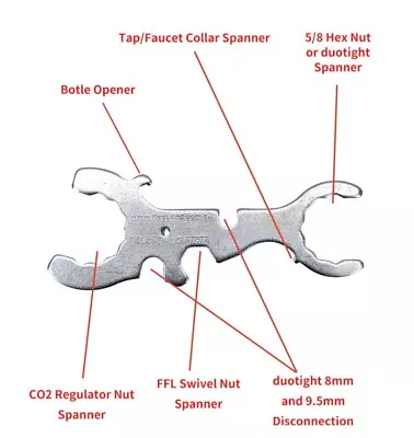 Kegland Tap Spanner 7 In 1 Brewers Wrench KL07672 Fits Duotight Regulator FFL • £7.50