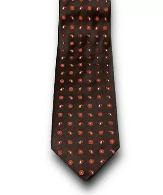 Kiton Napoli Brown And Orange Paisley Floral Unlined 7-Fold Silk Tie • $55