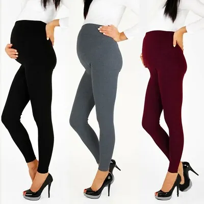 Womens Maternity Soft And Cosy Full Length Vicose Leggings Pregnancy 8-18 Mkr-2 • £7.59